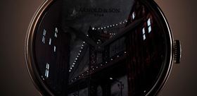 ساختمان و پل منهتن نیویورک در ساعت مچی