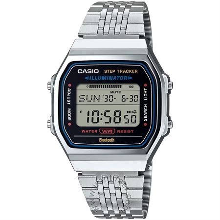 ساعت مچی مردانه و زنانه کلاسیک بند استیل، اتصال به موبایل از طریق بلوتوث و نصب برنامه CASIO WATCHES، هشدار اتمام باتری، دارای 5 زنگ هشدار، 